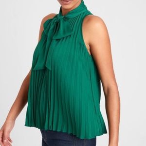 Banana Republic Pleated Tie Neck Top
